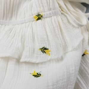 Combinaison Courte Fille Justice - Taille 12 - Viscose Blanche à Fleurs - Manches Courtes Crochet